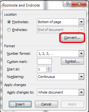 convert footontes to endnotes in word for mac 2012